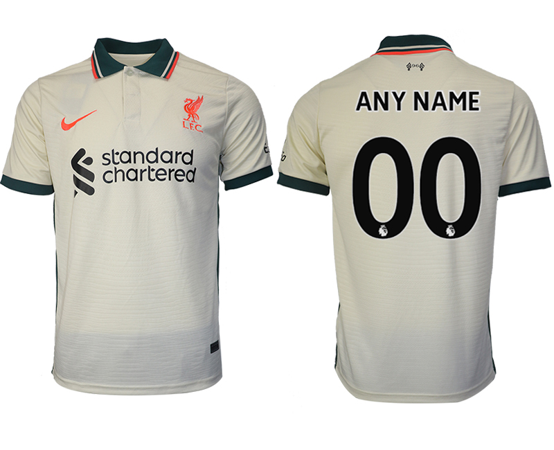 Men 2021-2022 Club Liverpool away aaa version cream customized Soccer Jersey->liverpool jersey->Soccer Club Jersey